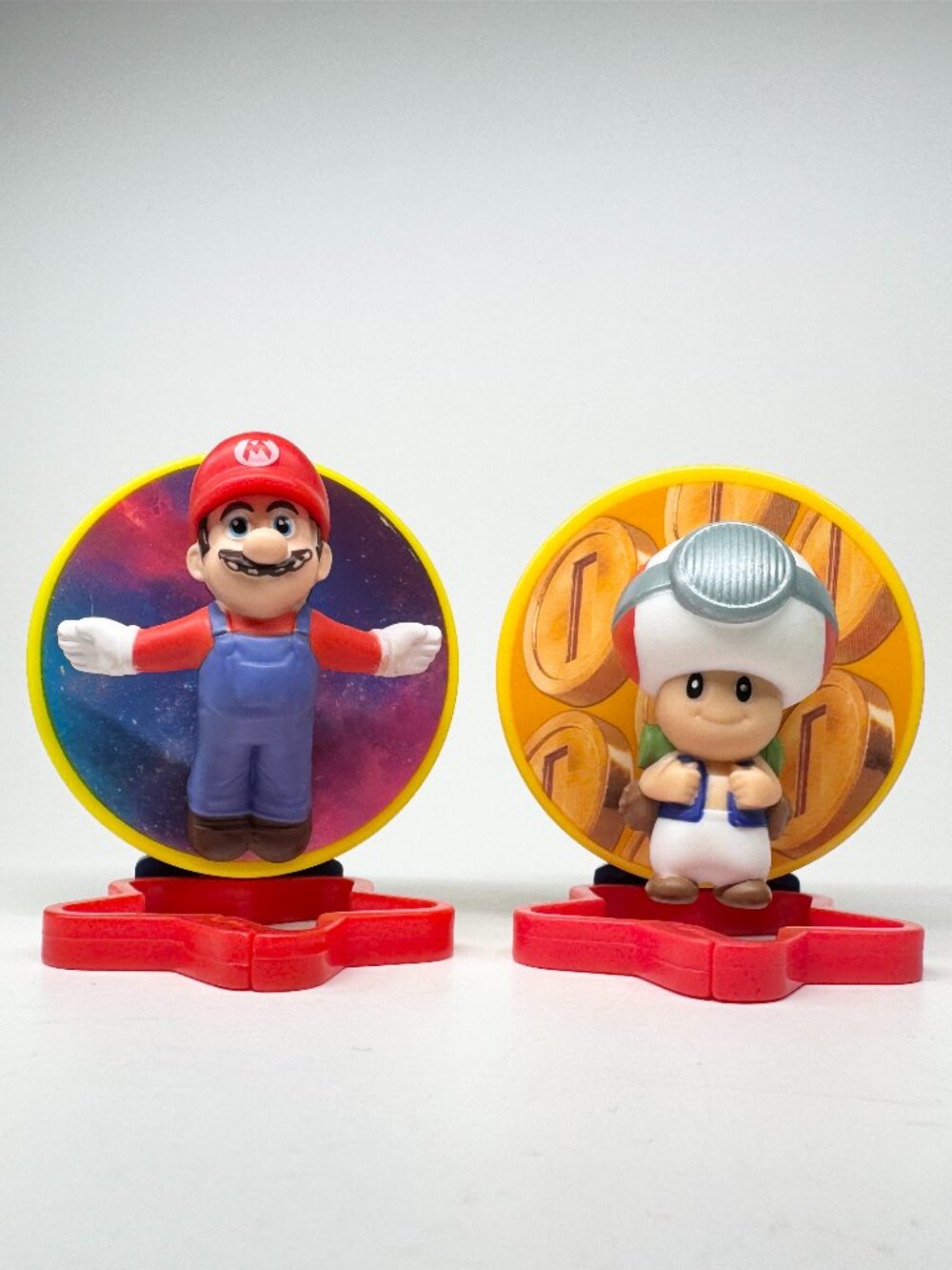 McDonalds Super Mario Galaxy Happy Meal Toy Lot (2) #1 MARIO + #8 TOAD